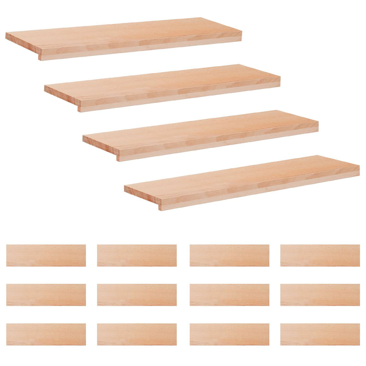 Stair Treads Solid Beech Wood Depth 25 cm 16 pcs Natural 90 cm