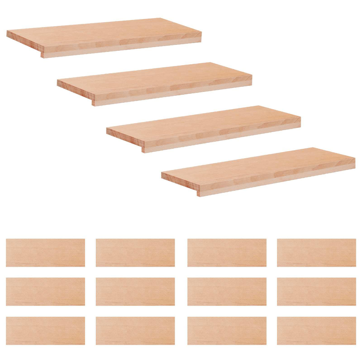 Stair Treads Solid Beech Wood Depth 30 cm 16 pcs Natural 80 cm