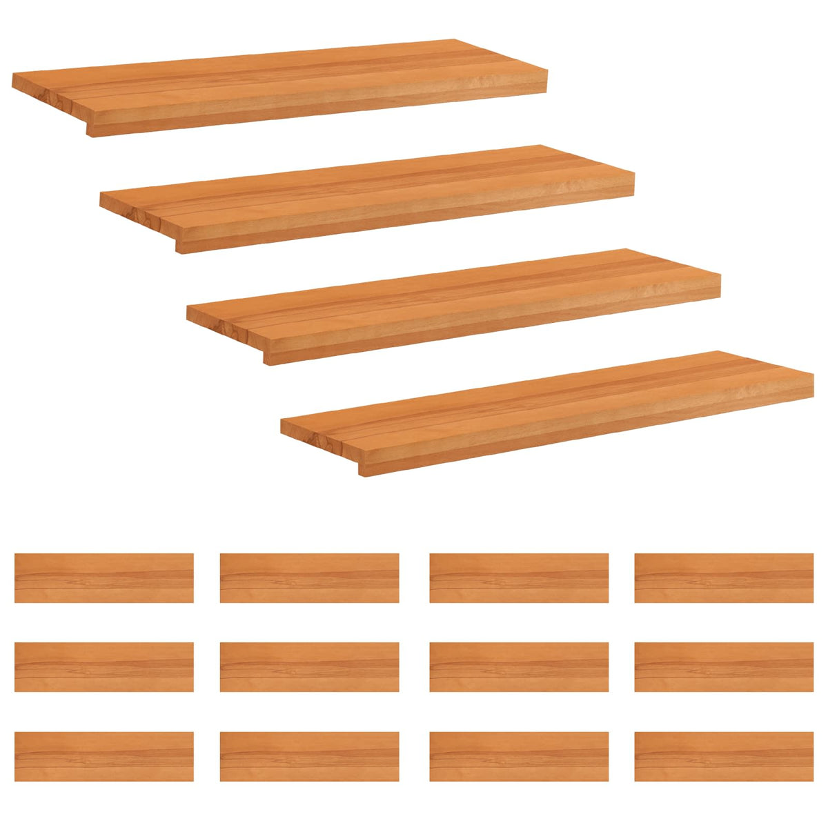 Stair Treads Depth 25 cm 16 pcs Light Brown 90 cm