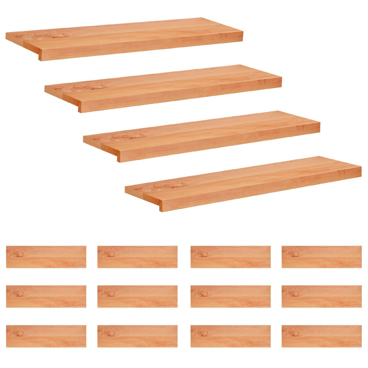 Stair Treads Solid Beech Wood Depth 25 cm 16 pcs Varnish 90 cm