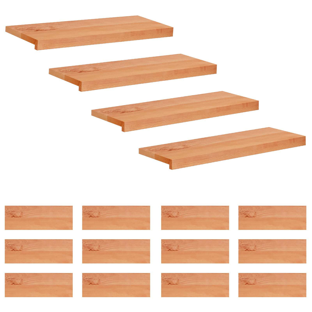 Stair Treads Solid Beech Wood Depth 30 cm 16 pcs Varnish 80 cm