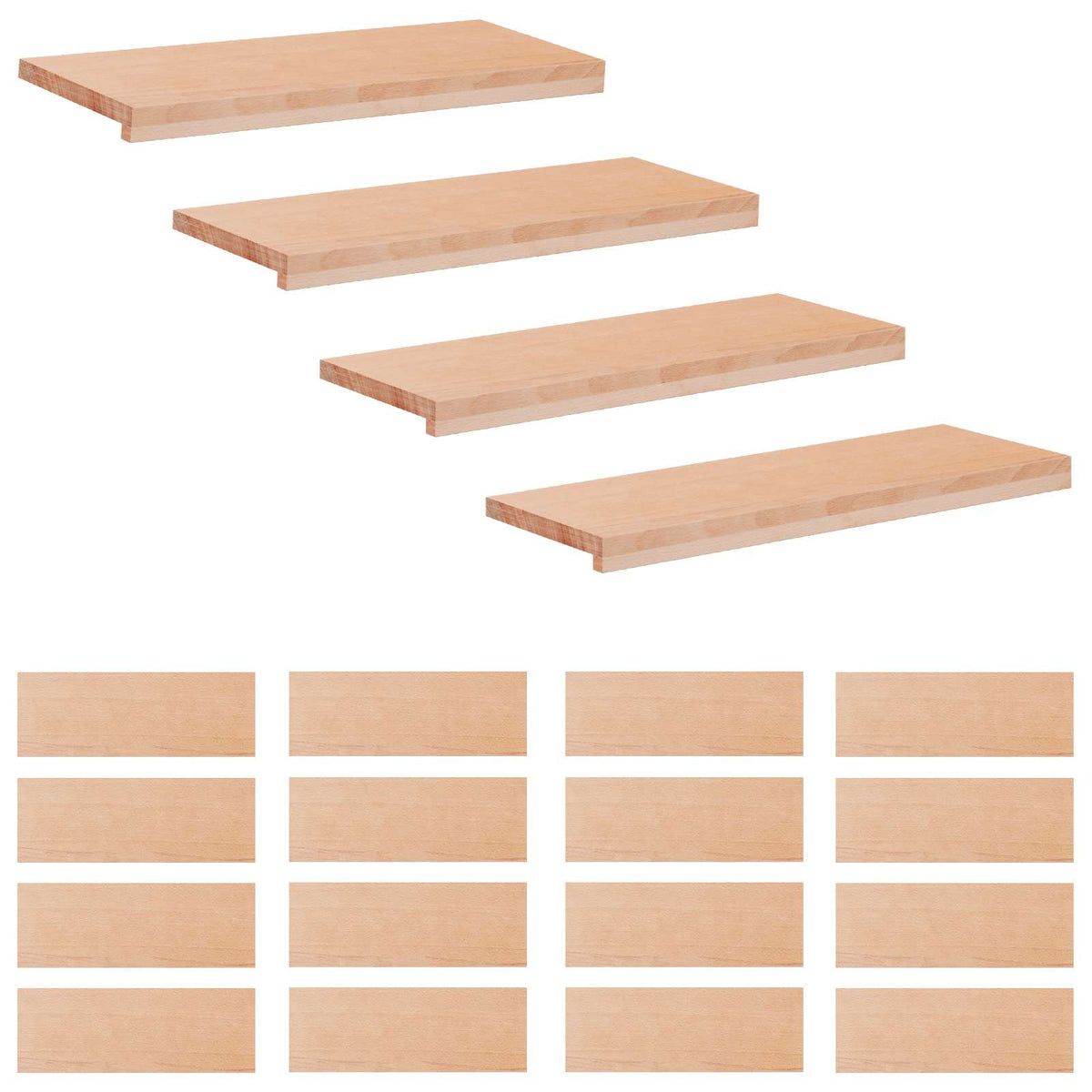 Stair Treads Solid Beech Wood Depth 30 cm 20 pcs Natural 80 cm