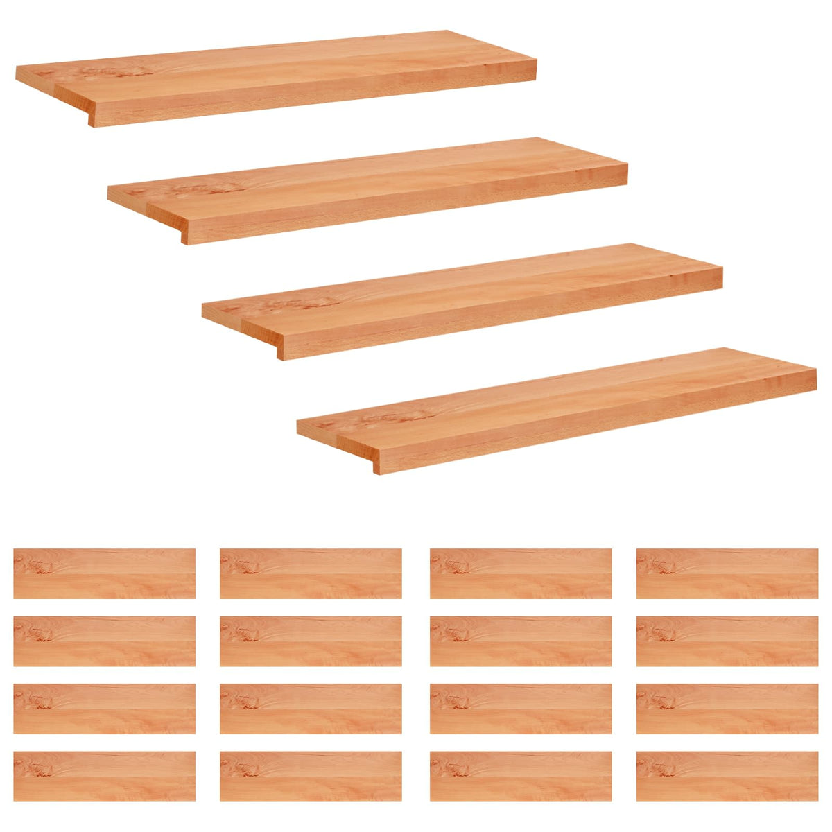 Stair Treads Solid Beech Wood Depth 25 cm 20 pcs Varnish 90 cm