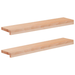 vidaXL Window Sills 2 pcs Natural 70 x 20 x 2 cm Solid Beech Wood 1