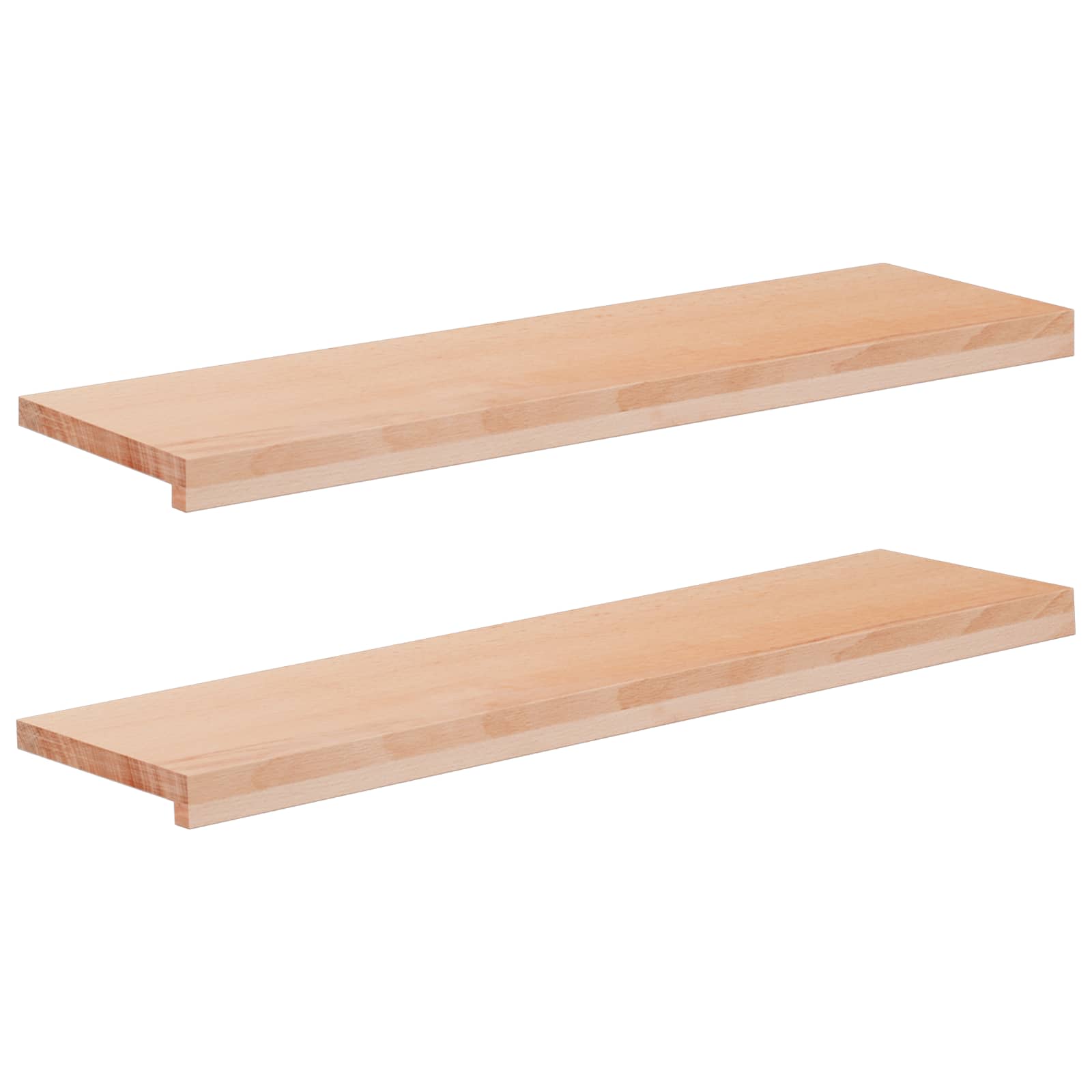 vidaXL Window Sills 2 pcs Natural 100 x 25 x 2 cm Solid Beech Wood 1