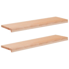 vidaXL Window Sills 2 pcs Natural 100 x 25 x 2 cm Solid Beech Wood 1