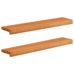 vidaXL Window Sills 2 pcs Light Brown 70 x 15 x 2 cm Solid Beech Wood 1
