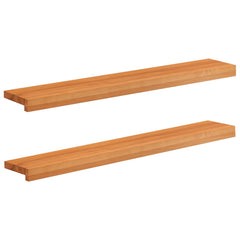 vidaXL Window Sills 2 pcs Light Brown 100 x 20 x 2 cm Solid Beech Wood 1