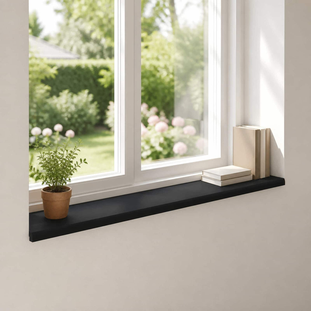 Window Sills 2 pcs Solid Beech Wood Depth 30 cm Black 110 cm