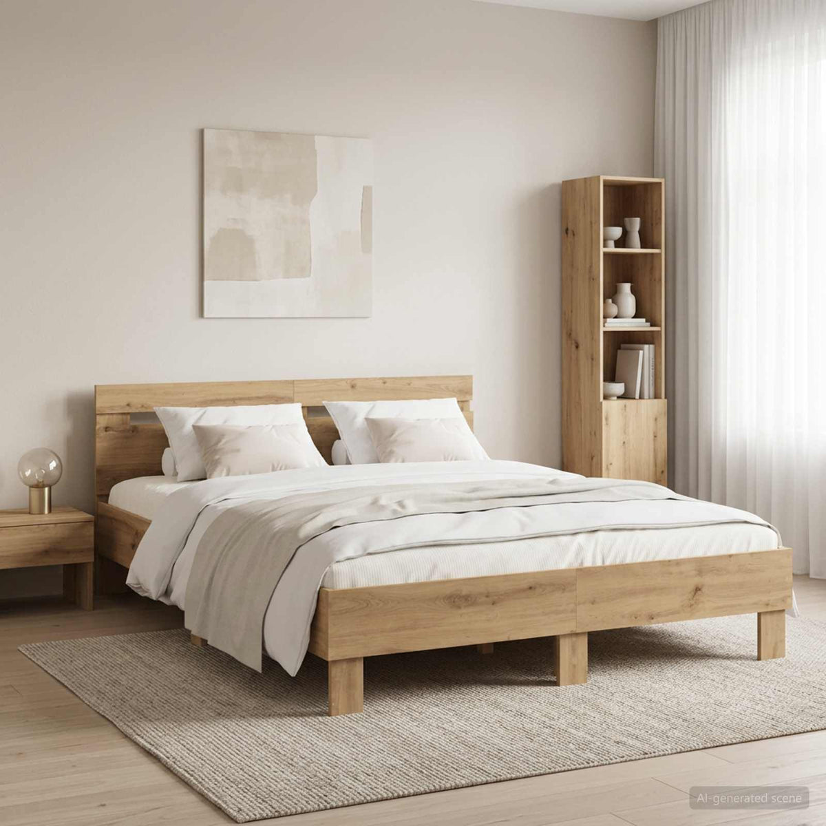 Bed Frame without Mattress 135x190 cm Artisan oak