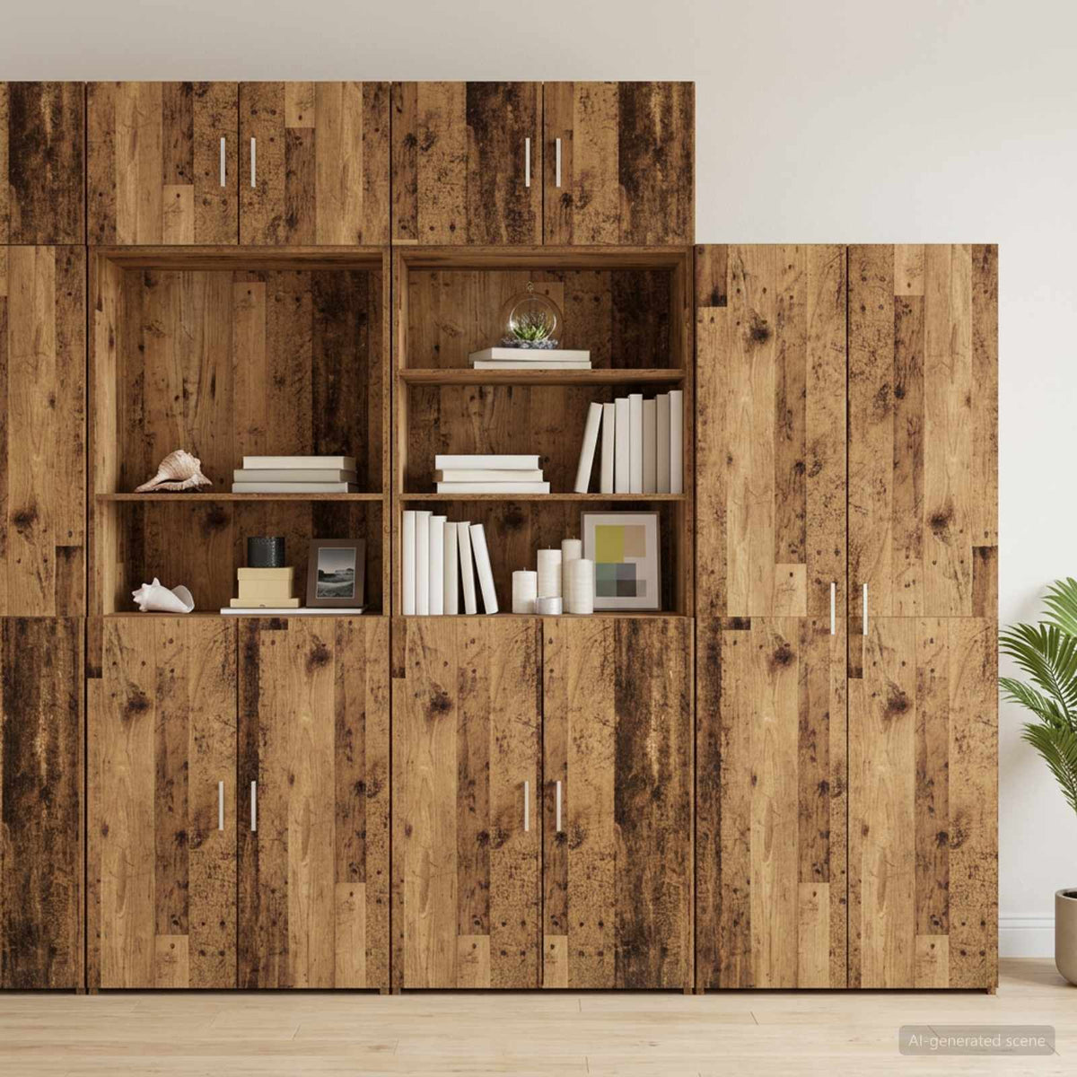 Storage Cabinet 70x42.5x225 cm Engineered Wood 2 Doors 2 Shelves Old wood 70 cm