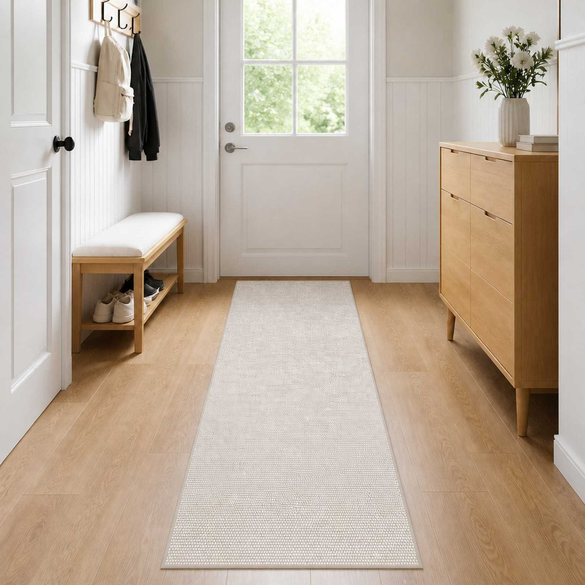 vidaXL Rug Cream 100 x 150 cm 100% Polyester 3 mm Washable 1