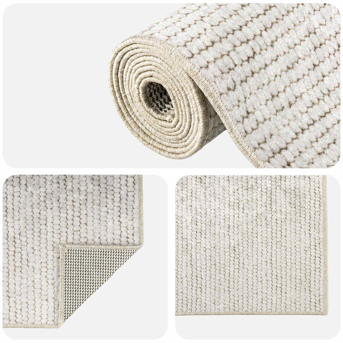 vidaXL Rug Cream 100 x 150 cm 100% Polyester 3 mm Washable 4