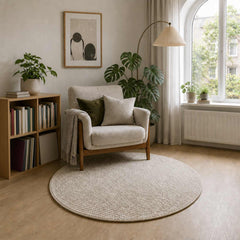 vidaXL Rug Cream Ø 120 cm 100% Polyester 3 mm Washable 1