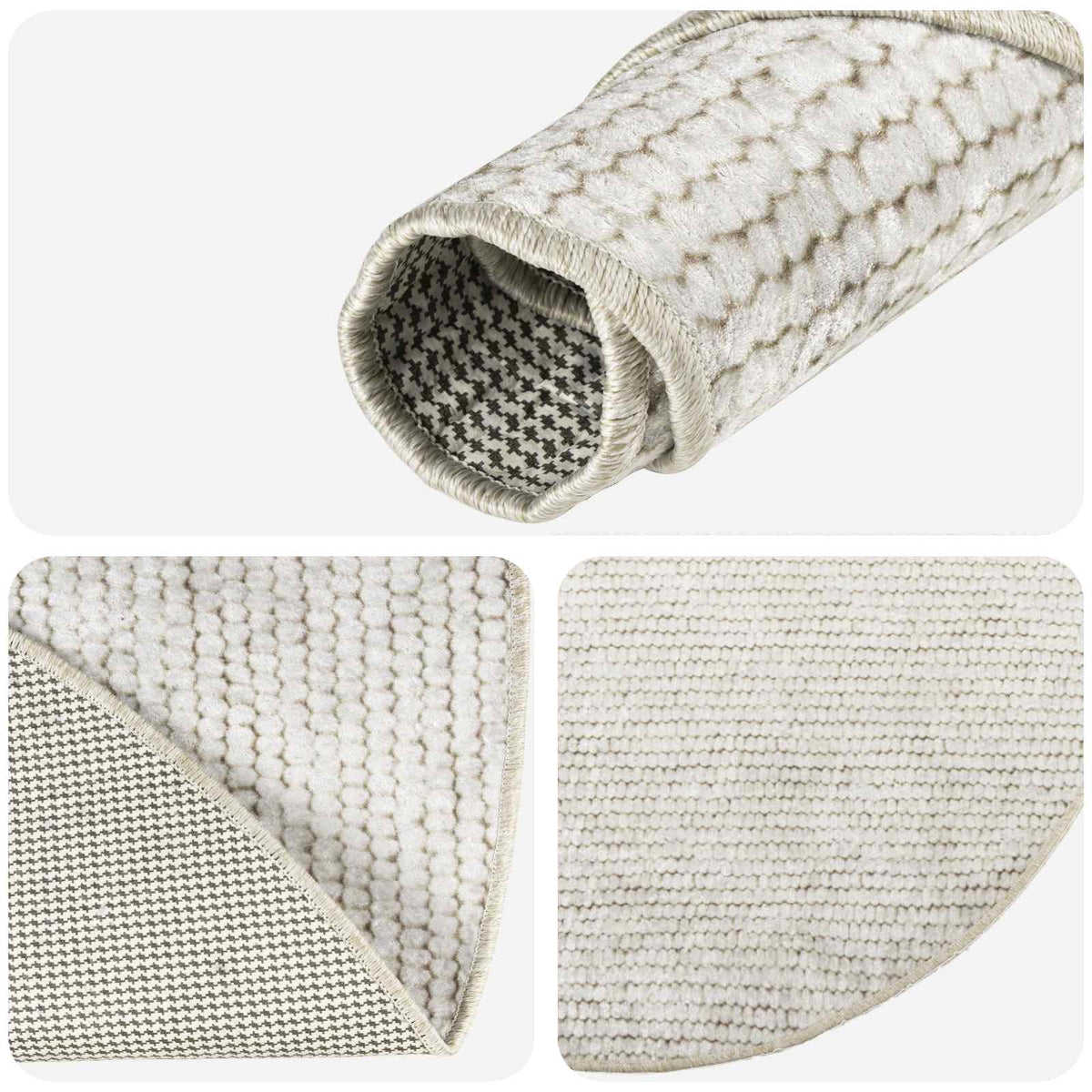 vidaXL Rug Cream Ø 120 cm 100% Polyester 3 mm Washable 4