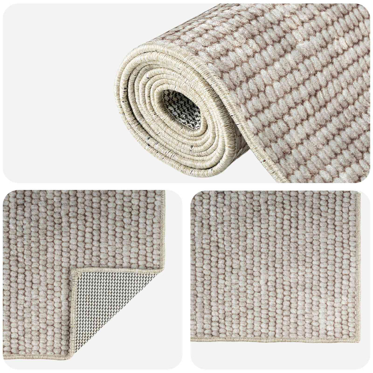 vidaXL Rug Beige 100 x 150 cm 100% Polyester 3 mm Washable 4