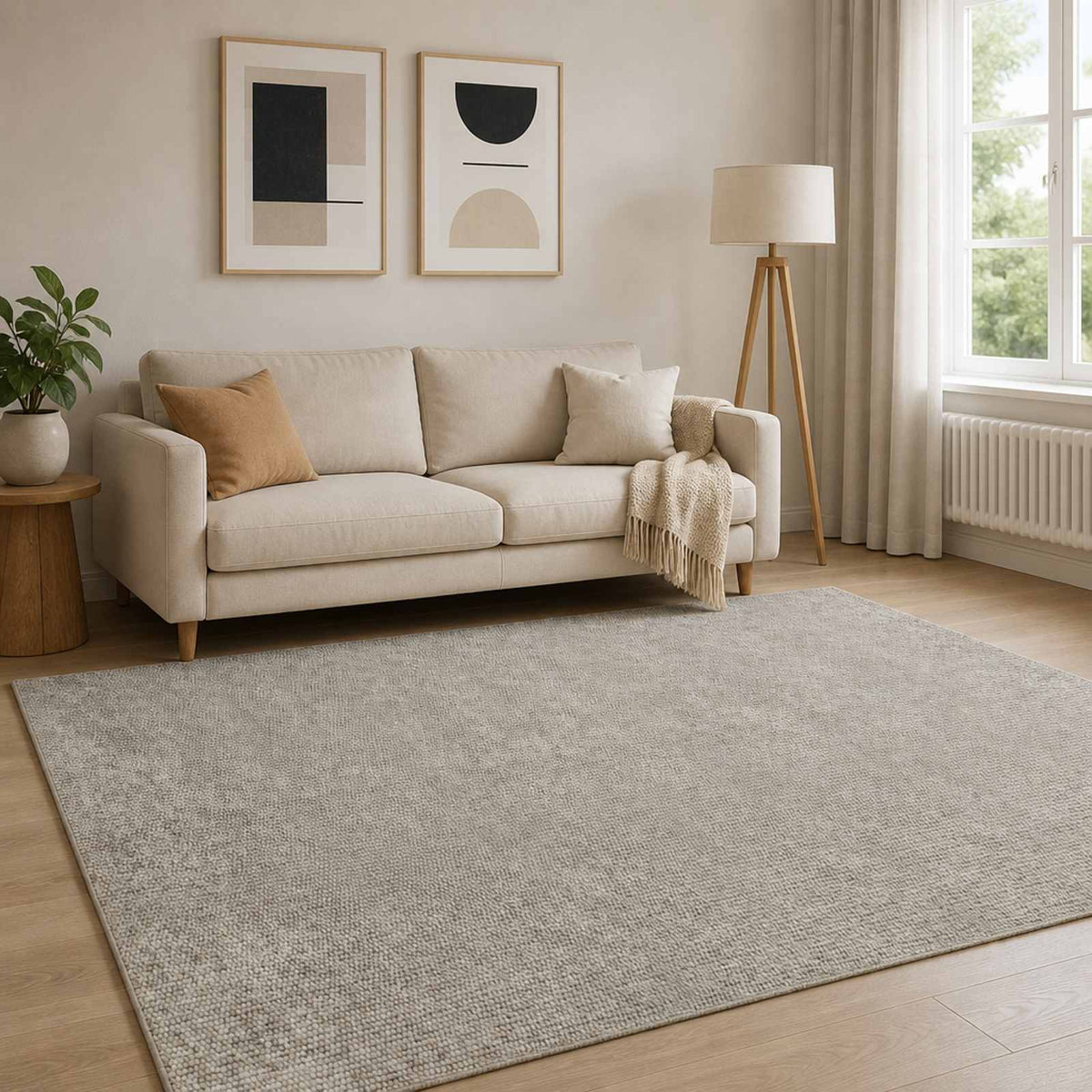 vidaXL Rug 100% Polyester 3 mm Washable Beige 50 x 100 cm – 190 x 300 cm