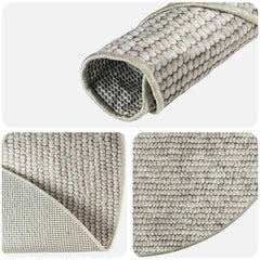 vidaXL Rug Beige Ø 120 cm 100% Polyester 3 mm Washable 4