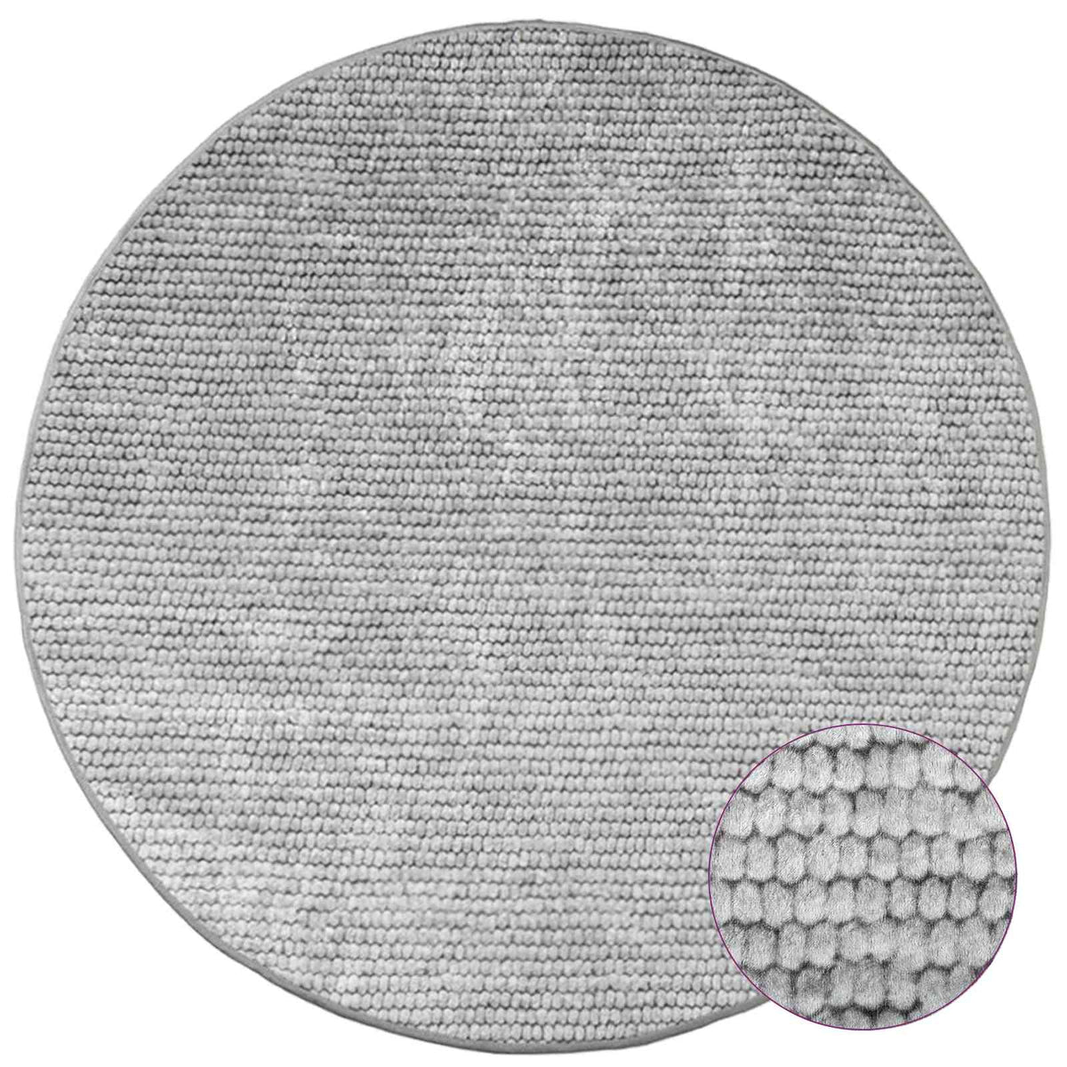 vidaXL Rug Grey Ø 120 cm 100% Polyester 3 mm Washable 3