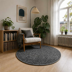 vidaXL Rug Anthracite Ø 120 cm 100% Polyester 3 mm Washable 1