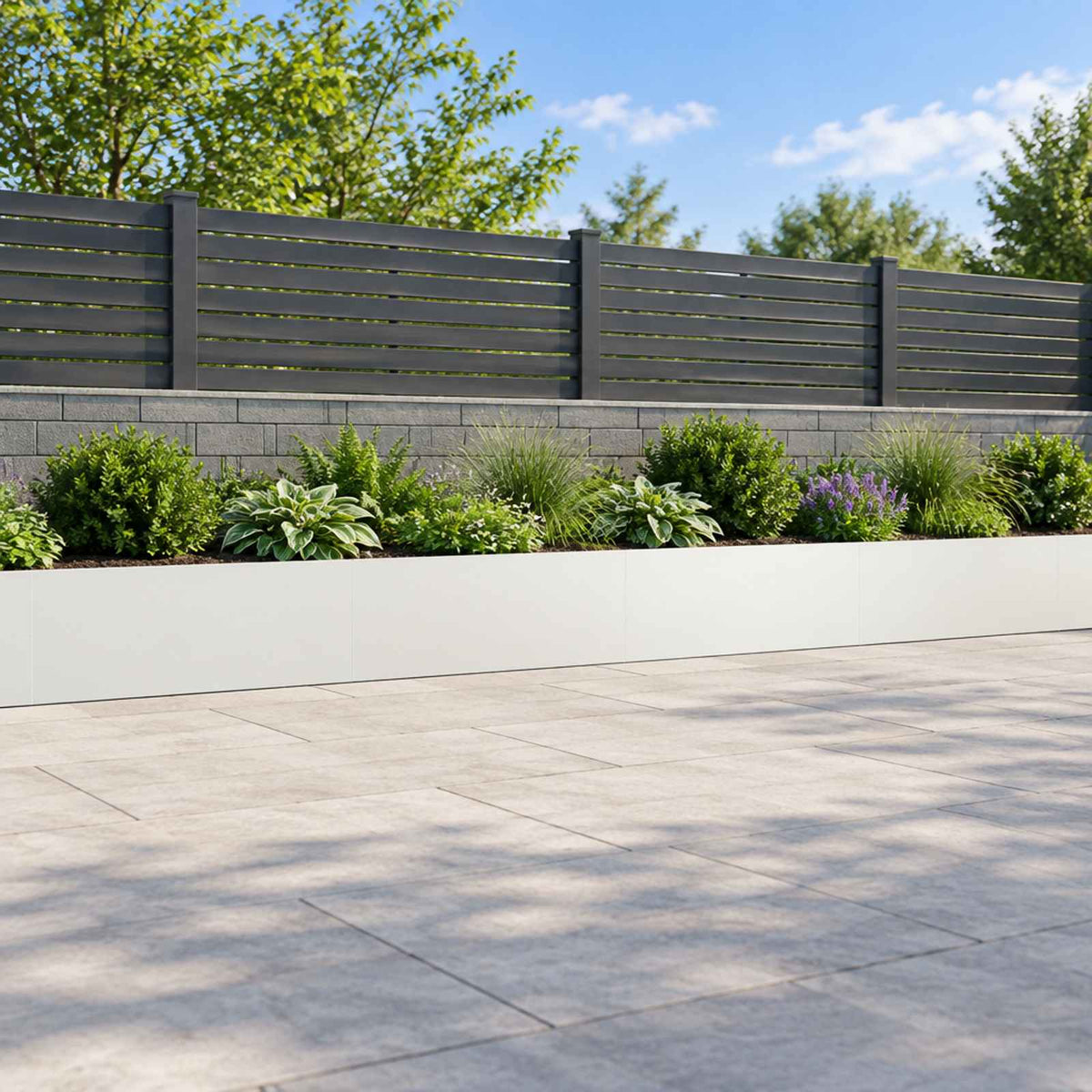 Retaining Wall 100 x 12 x 40 cm Steel 4 pcs White