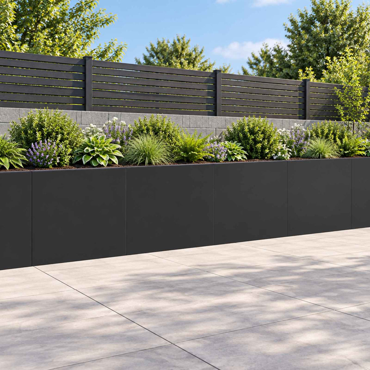 Retaining Wall 40 x 12 x 30 cm Steel 4 pcs Black