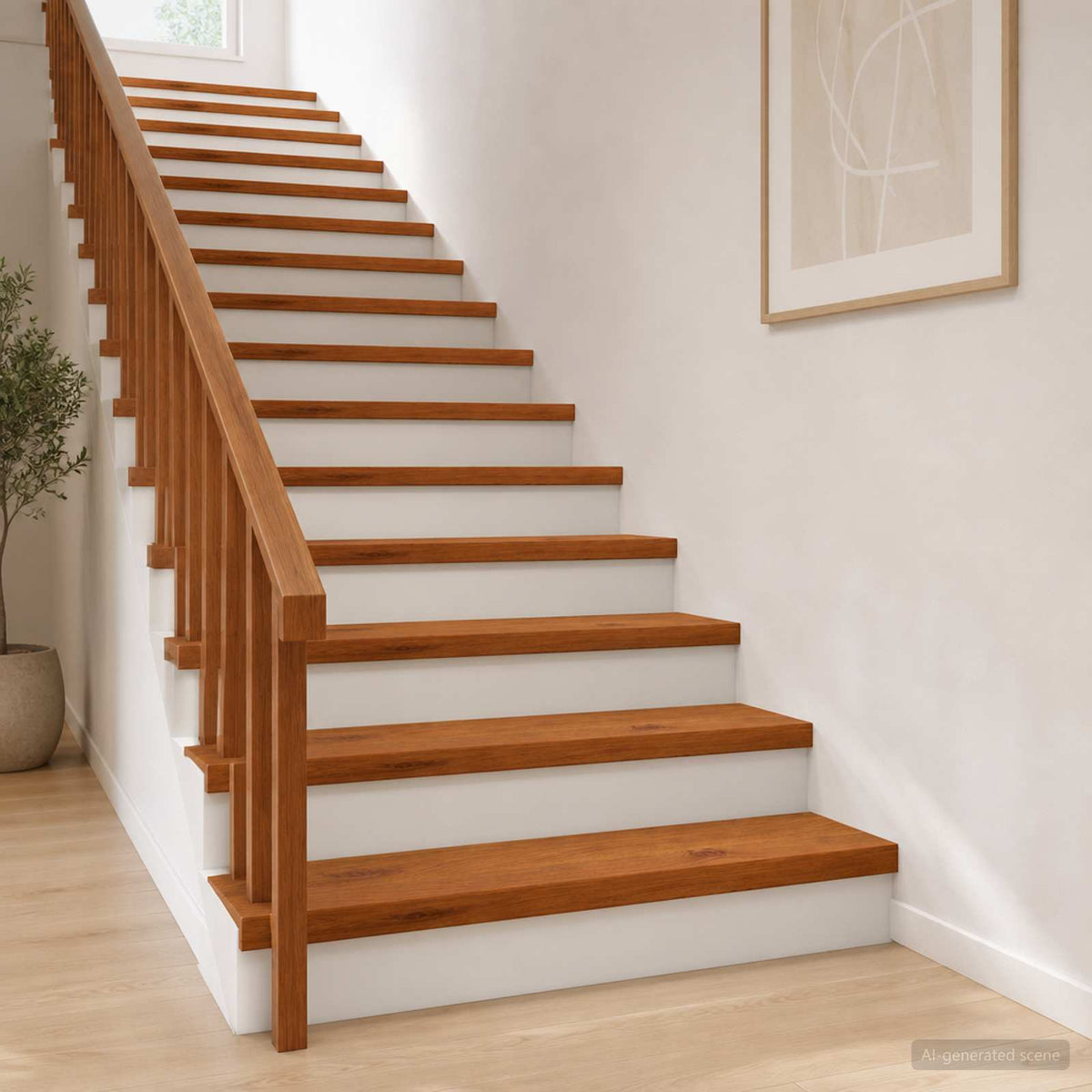 Stair Tread Solid Oak Wood Depth Brown