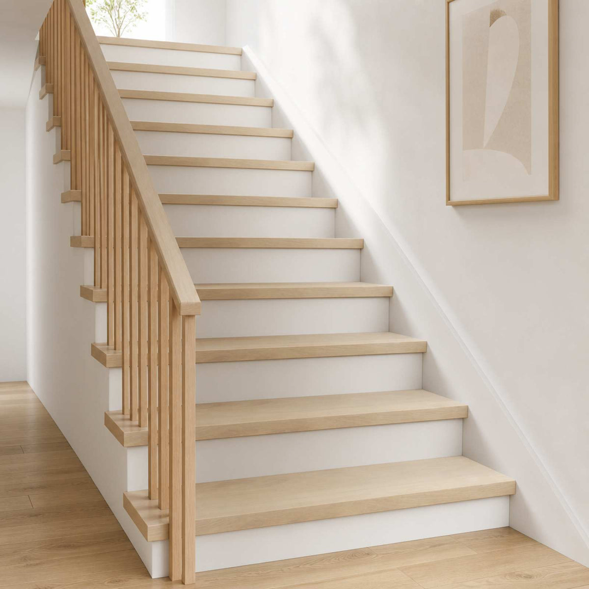 Stair Tread Solid Oak Wood Depth 25 cm 8 pcs White 70 cm