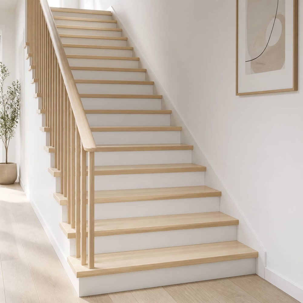 Stair Tread Solid Oak Wood Depth White