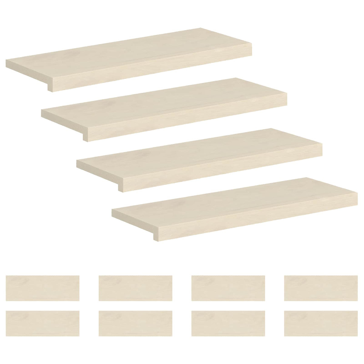 Stair Tread Solid Oak Wood Depth 25 cm 12 pcs White 80 cm
