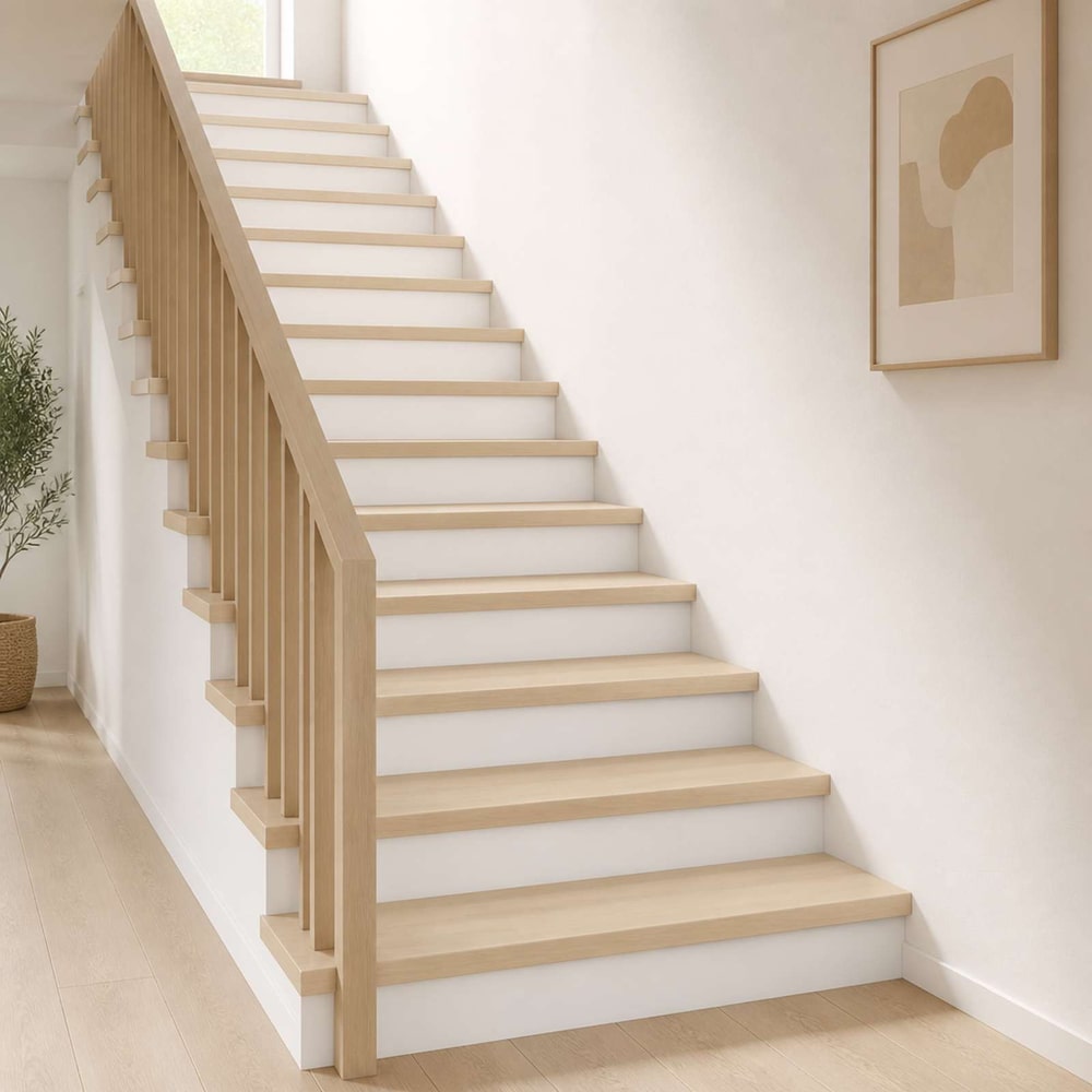 Stair Tread Solid Oak Wood Depth White