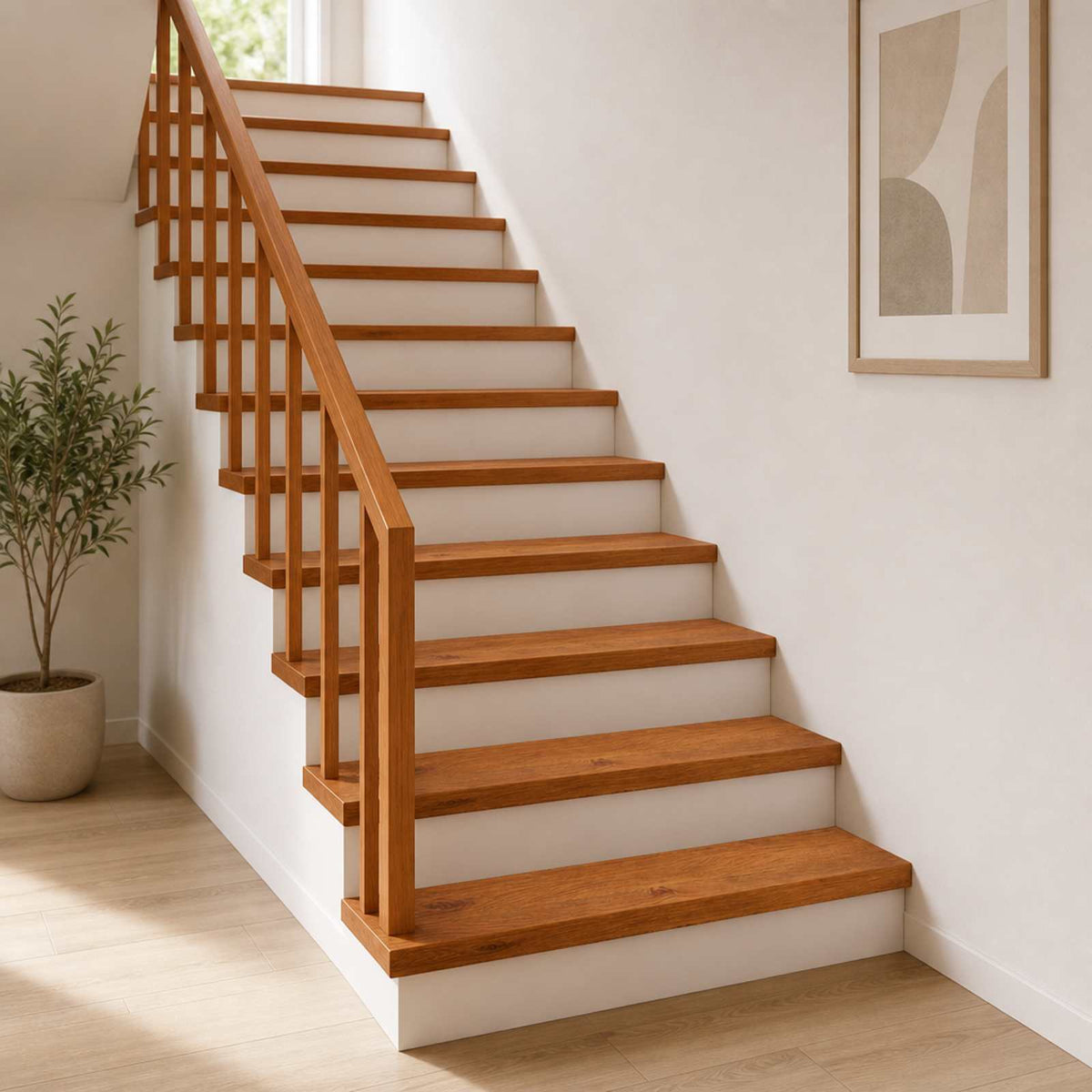 Stair Tread Solid Oak Wood Depth Brown