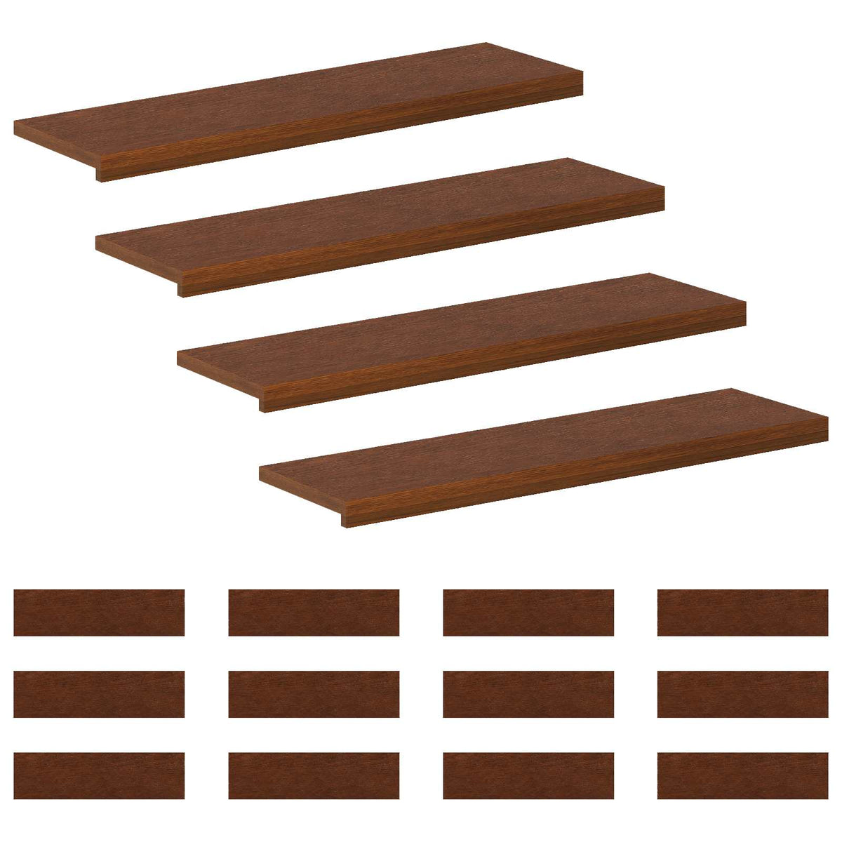 Stair Tread Solid Oak Wood Depth 30 cm 16 pcs Dark Brown 100 cm