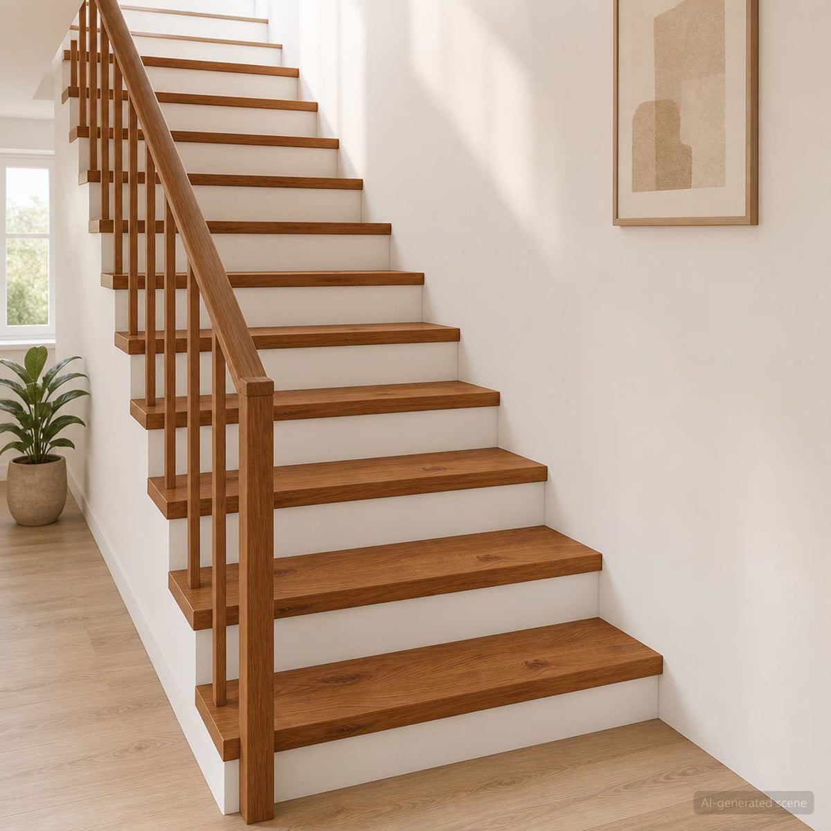 Stair Tread Solid Oak Wood Depth Brown