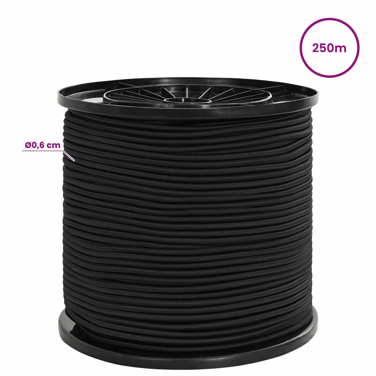 Bungee Cords 40 mm PP and Rubber Black 250 m 6 mm