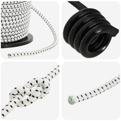 Bungee Cords with Hooks 40 mm PP and Rubber Black and White 8 mm