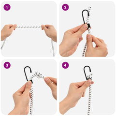 Bungee Cords with Hooks 40 mm PP and Rubber Black and White 8 mm