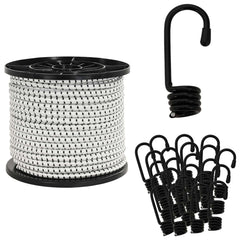 Bungee Cords with Hooks 40 mm PP and Rubber Black and White 10 mm