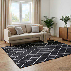 Rug ORIZ 140 x 200 cm 100% Polyester Black diamond pattern