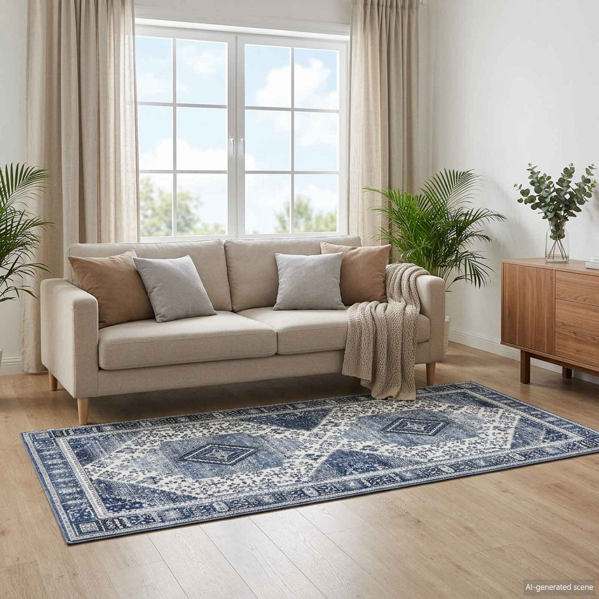 Rug Runner ORIZ 1150 gsm Width 80 cm Length 200 cm Dark blue