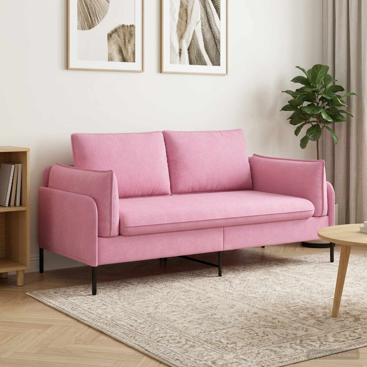 Sofa 188 x 81 x 89 cm Fabric 2-Seater Pink