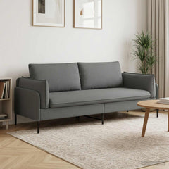 Sofa 222 x 81 x 89 cm Fabric 3-Seater Dark grey
