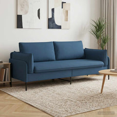 Sofa 222 x 81 x 89 cm Fabric 3-Seater Blue