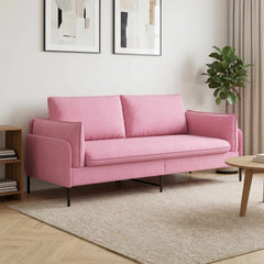 Sofa 222 x 81 x 89 cm Fabric 3-Seater Pink