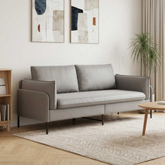 3-Seater Sofa 222 x 81 x 89 cm Velvet 180 cm Light grey