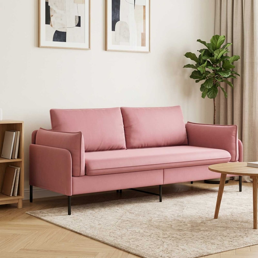 3-Seater Sofa 222 x 81 x 89 cm Velvet 180 cm Pink