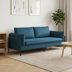 3-Seater Sofa 222 x 81 x 89 cm Velvet 180 cm Blue