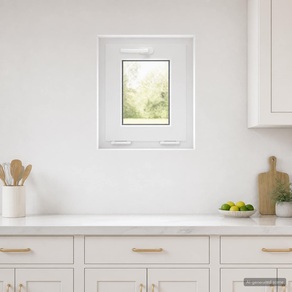 Basement Window Internal Colour RISOR with Triple Glazing White Length 45 cm 40 cm