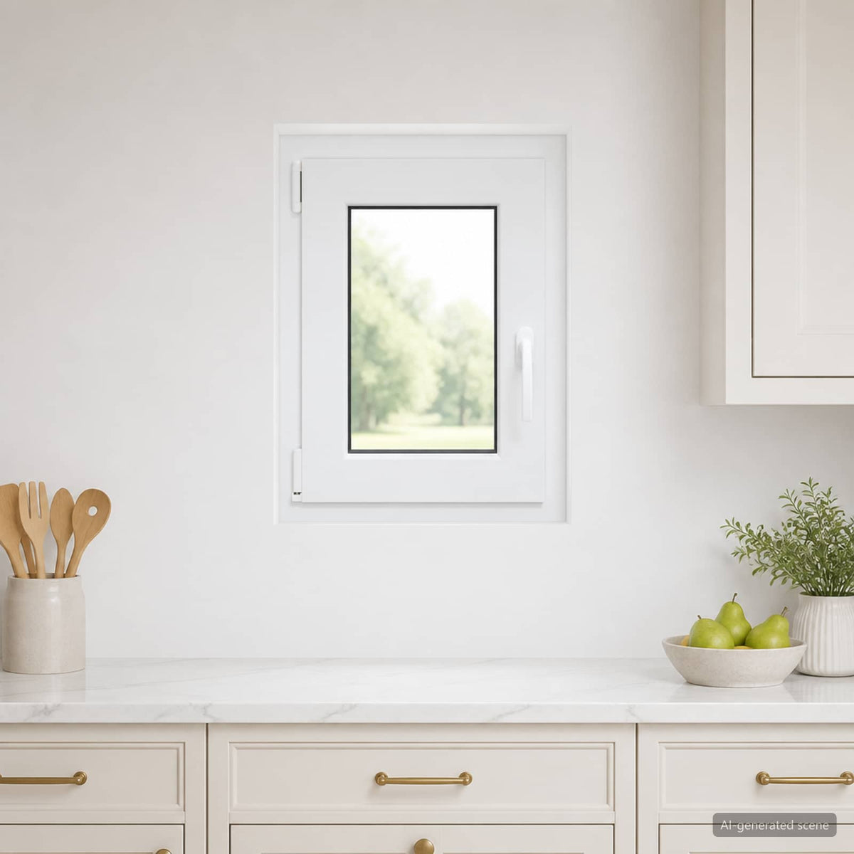 Basement Window Internal Colour RISOR Tilting Turn Left White