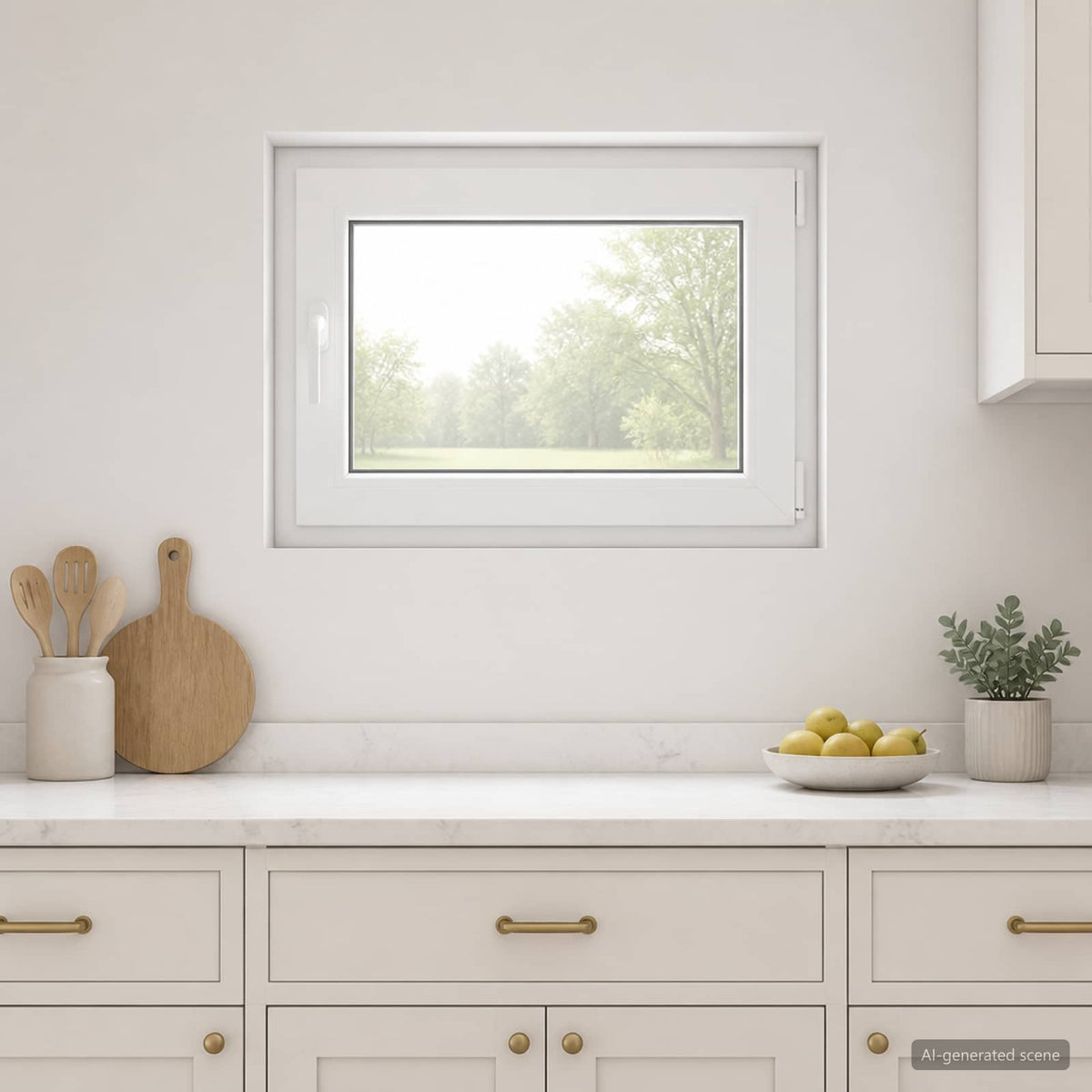 Basement Window Internal Colour RISOR 40 x 55 cm Tilting and Turn Right White Two-layer 80 cm